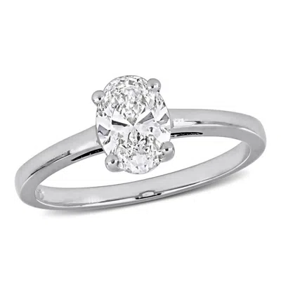 Created Forever 1ct Tw Oval-cut Lab Grown Diamond Solitaire Engagement Ring In 14k White Gold In Metallic