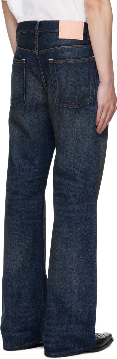 Acne Studios Navy 2021m Yoyogi Jeans In Animal Print