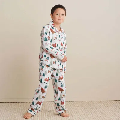 The Company Store Family Flannel Kid's Button-down Pajama Set In Multi