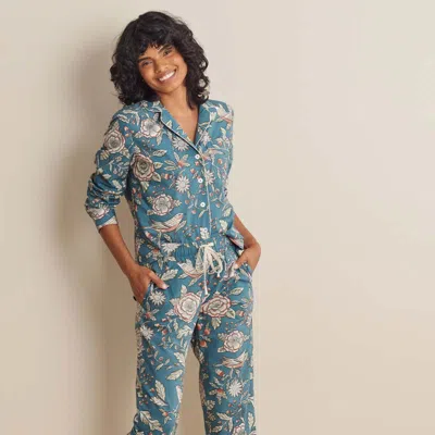 The Company Store Printed Poplin Women's Button-down Pajama Set In Multi