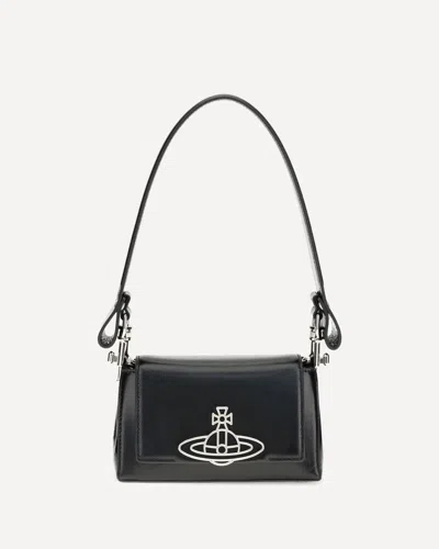 Vivienne Westwood Orb-embellished Patent Leather Shoulder Bag In Black