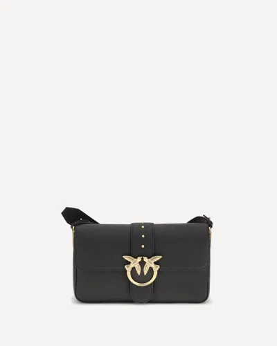 Pinko Love Leather Shoulder Bag In Black