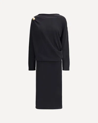 Fabiana Filippi Midi Dress With Gold Detail In Black