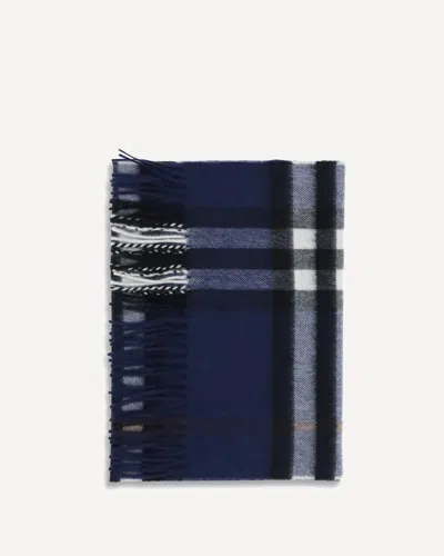 Burberry Men Cashmere Check Pattern Scarf In Blue