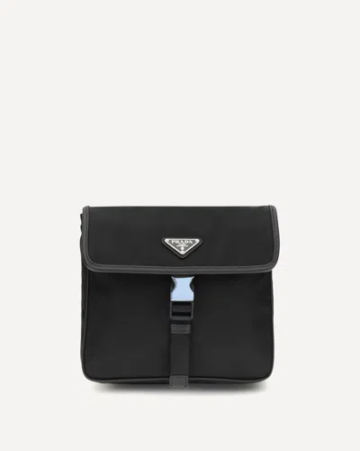 Prada Re-nylon And Saffiano Shoulder Bag In Black