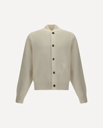Jacquemus Soft Knit Cardigan Embroidered Detail In Neutral