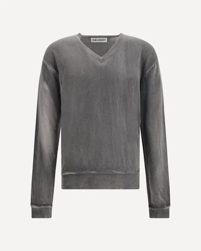 Our Legacy Parallel Sweater In Wool With V-neck In Gray