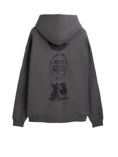 Y-3 Hoodie Featuring Graphic Design On Back In Gray
