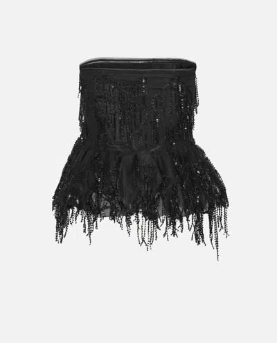 Rotate Birger Christensen Albertina Sequined Strapless Top In Black