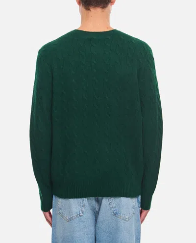 Polo Ralph Lauren Moss-coloured Wool And Cashmere Cable-knit Sweater In Green