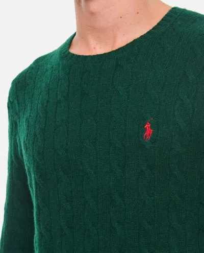 Polo Ralph Lauren Moss-coloured Wool And Cashmere Cable-knit Sweater In Green