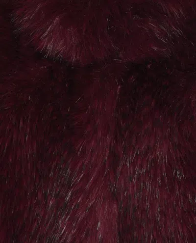 Rotate Birger Christensen Bordeaux Cropped Fur Jacket With Concealed Front Closure In Faux-fur Woman In Burgundy