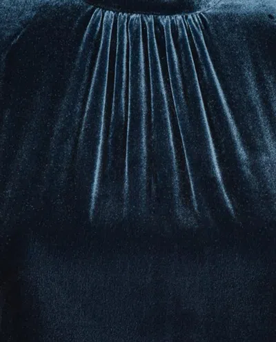 Rotate Birger Christensen Blue Mini Dress With High Neck And Rear Zip Closure In Velvet Woman In Black