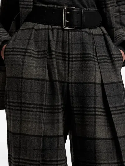 Ralph Lauren Jody Plaid Wool Pleated Wide-leg Pants In Gray