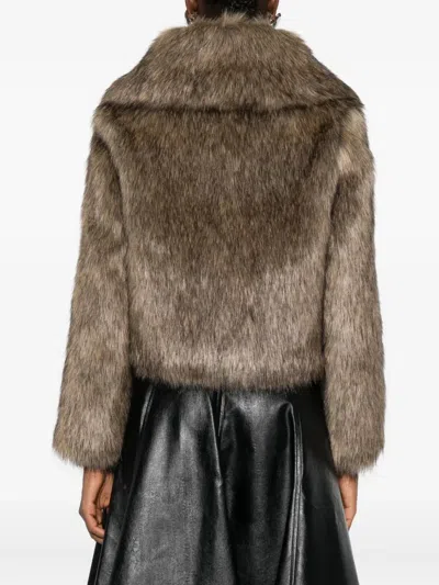 Thelaurent Faux-fur Wide-collar Jacket In Brown