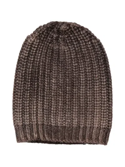 Avant Toi Ribbed Metallic-threading Beanie In Gold