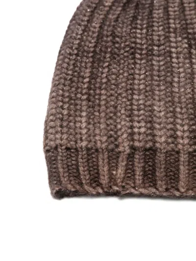 Avant Toi Ribbed Metallic-threading Beanie In Gold