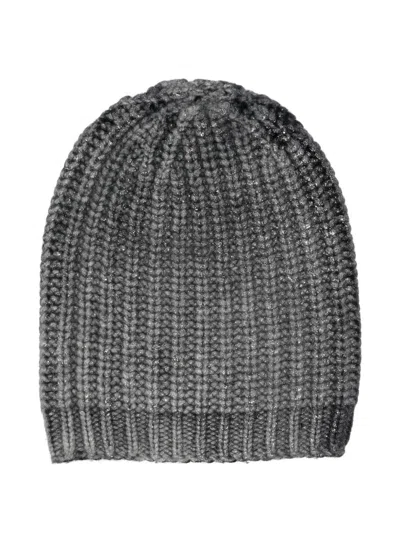 Avant Toi Metallic-threading Ribbed Beanie In Gray