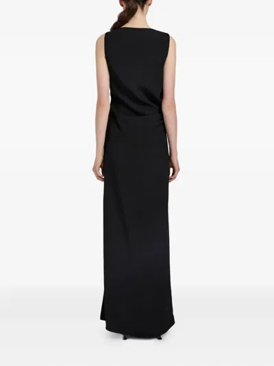 Proenza Schouler Flower-embellished Draped Dress In Black