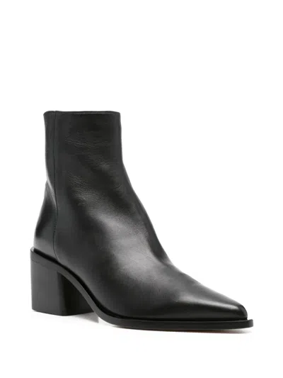 Pomme D'or Pointed-toe Block-heel Boots In Black