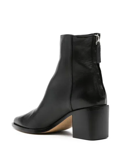 Pomme D'or Pointed-toe Block-heel Boots In Black