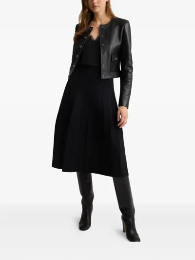 St John Button Leather Jacket In Black