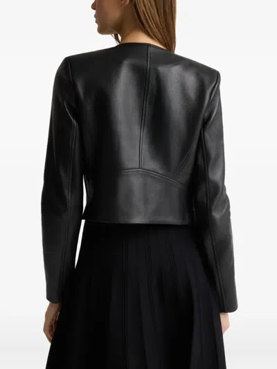 St John Button Leather Jacket In Black