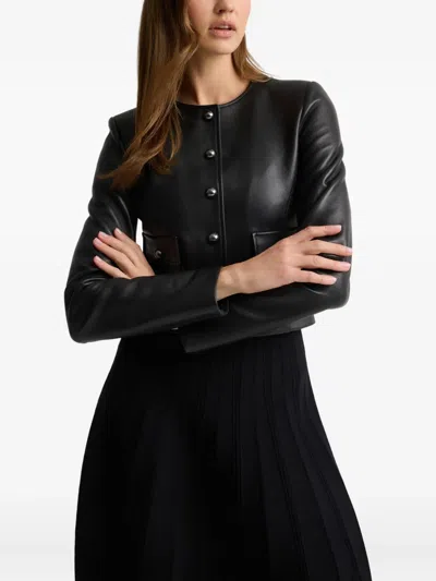 St John Button Leather Jacket In Black