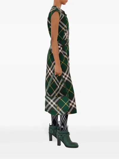 Burberry Women Check Motif Wool Midi Dress In Multi