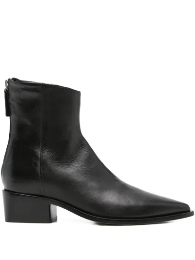 Pomme D'or Pointed-toe Zip-up Boots In Black