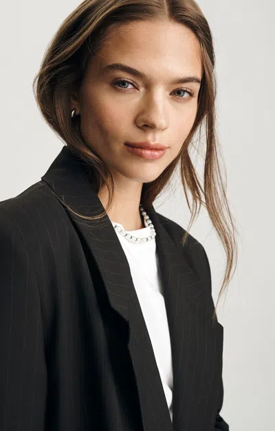 Mavi Double Breasted Blazer In Brown Striped