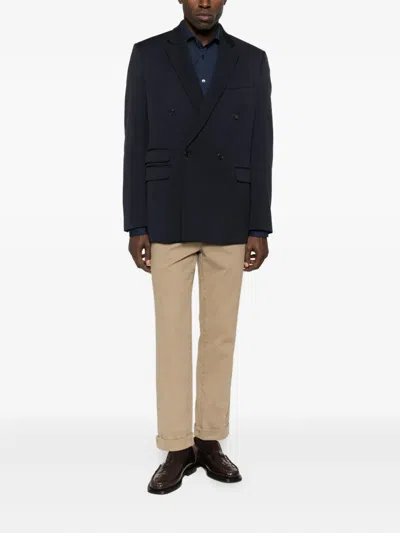 Traiano Milano Long-sleeve Button Shirt In Blue