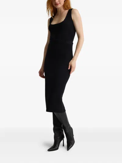 St John Rib-knit Midi Skirt In Black