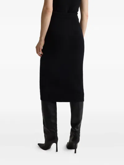 St John Rib-knit Midi Skirt In Black
