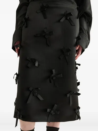 Jil Sander Satin Skirt With Embroidered Bows In Black