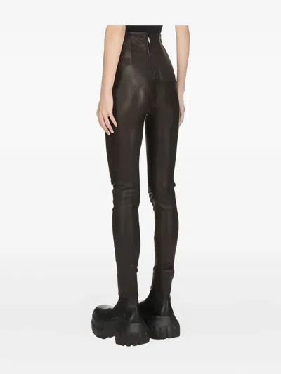 Rick Owens Lurex High-waisted Pants With Gathered Detail In Black