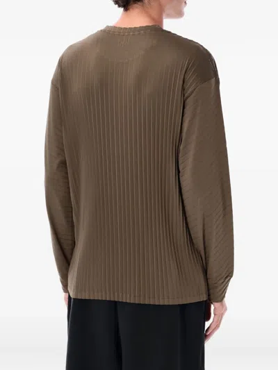 Satisfy Pleated Long Tee In Brown