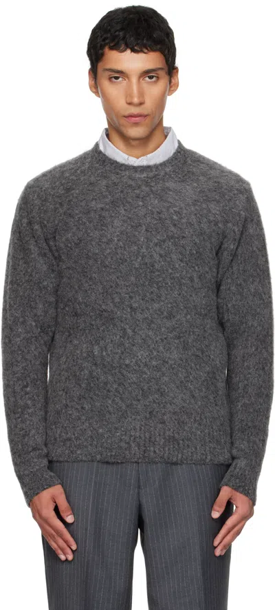 Coor Gray Hairy Alpaca-blend Crewneck Sweater In Gray