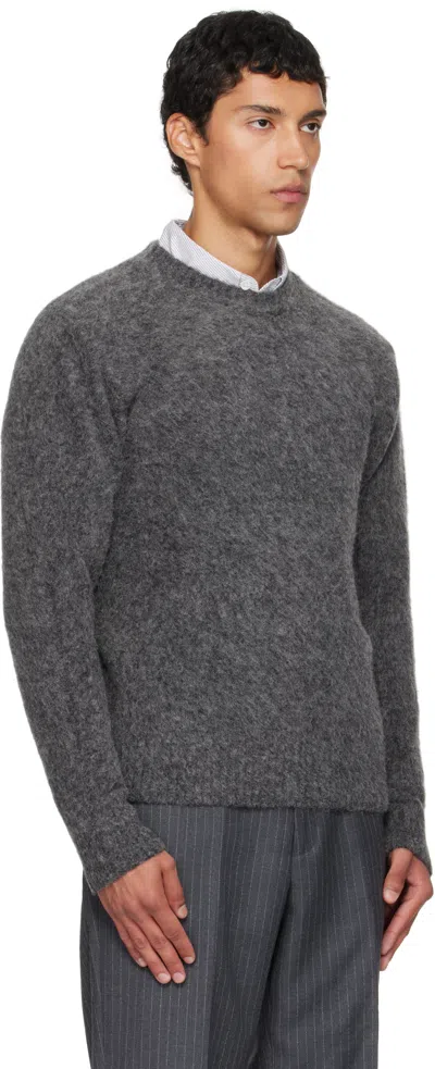 Coor Gray Hairy Alpaca-blend Crewneck Sweater In Gray