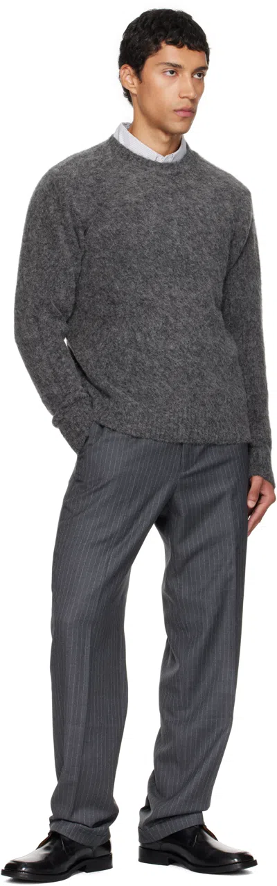 Coor Gray Hairy Alpaca-blend Crewneck Sweater In Gray
