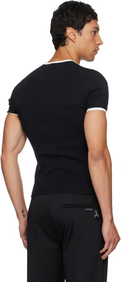 Courrèges Bumpy Embroidered Logo Ringer T-shirt In Black