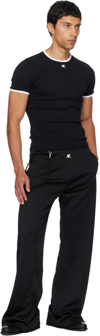 Courrèges Bumpy Embroidered Logo Ringer T-shirt In Black