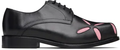 Stefan Cooke Ssense Exclusive Black & Pink Slashed Square Toe Derbys In Black