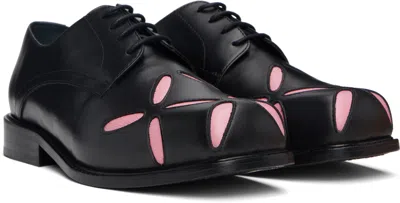 Stefan Cooke Ssense Exclusive Black & Pink Slashed Square Toe Derbys In Black