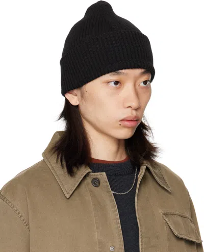 Our Legacy Ribbed Wool Cap Folded Cuff In Black