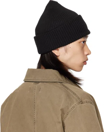 Our Legacy Ribbed Wool Cap Folded Cuff In Black
