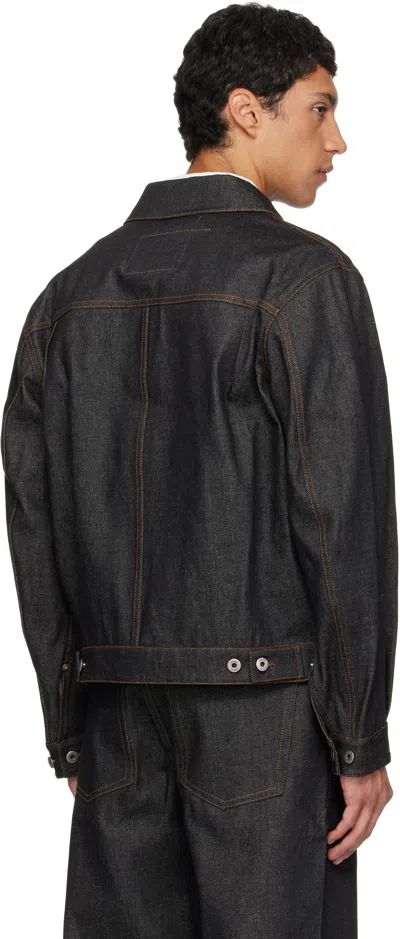Coor Navy Type 1 Rigid Denim Trucker Jacket In Black