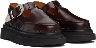 Toga Ssense Exclusive Brown T-bar Mary Jane Loafers In Brown