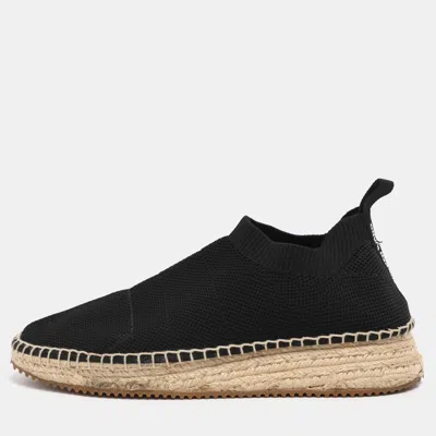 Pre-owned Alexander Wang Black Knit Fabric Dylan Espadrille Flats Size 37