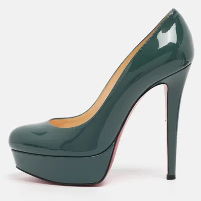 Pre-owned Christian Louboutin Tale Green Patent Leather Bianca Platform Pumps Size 36